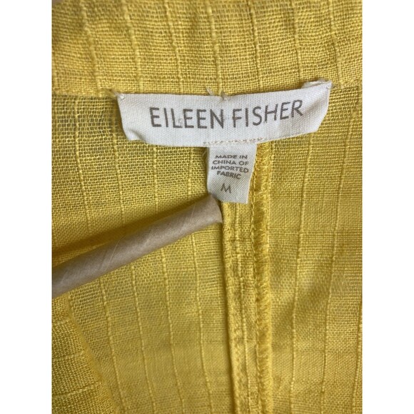 Eileen Fisher Jacket Womens Medium M Yellow Career Lagenlook Linen Blazer - Picture 5 of 9